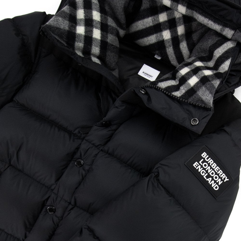 BURBERRY™ Detachable Sleeve Hooded Puffer Jacket Black