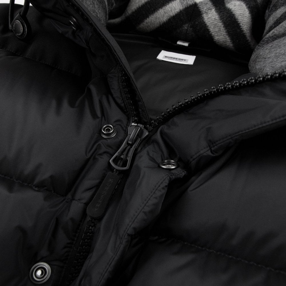 BURBERRY™ Detachable Sleeve Hooded Puffer Jacket Black